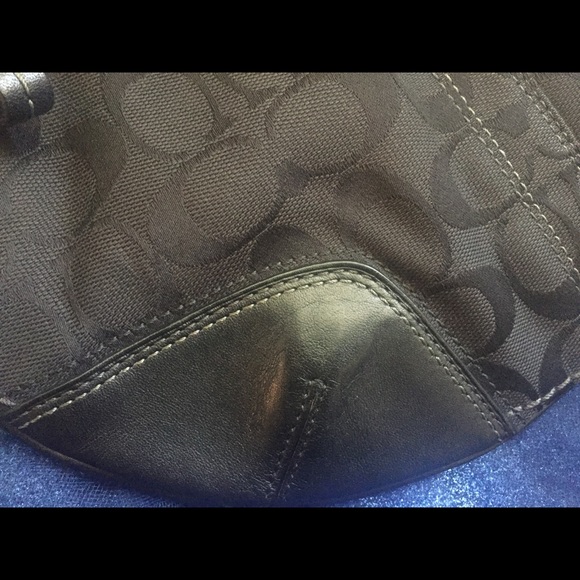 COACH VNTG JACQUARD BLACK FABRIC LEATHER BAGUETTE CRESCENT Bag GORG BOHO RARE - Picture 3 of 5